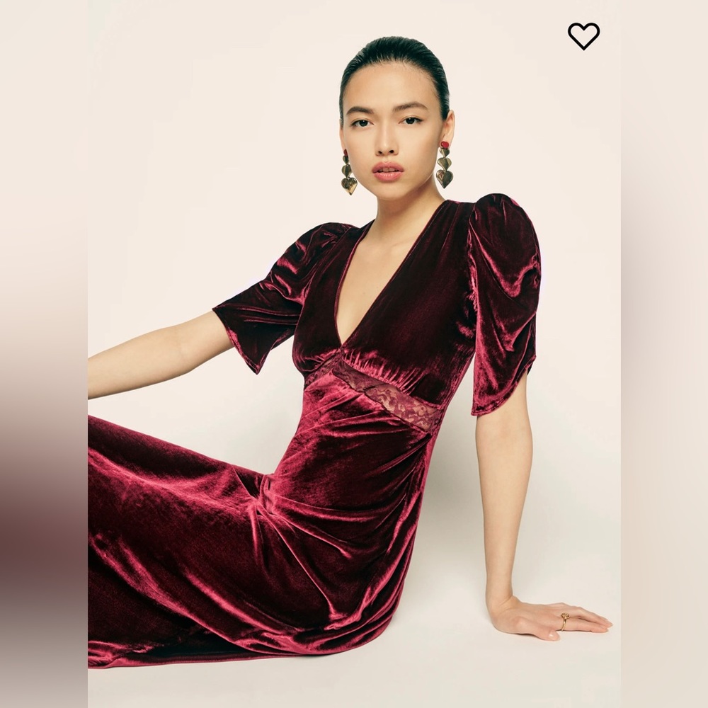 Reformation Malaga Velvet Dress in Burgundy *WORN ONCE*